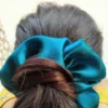 Luxury Satin Sky Blue Colour Scrunchies Set of 5, Anti-Hair-Breakage, Ponytail Holders for Girls, Women, Hair Ties, Best gift for Sister, Friend, Mom(Sky Blue) (Copy)