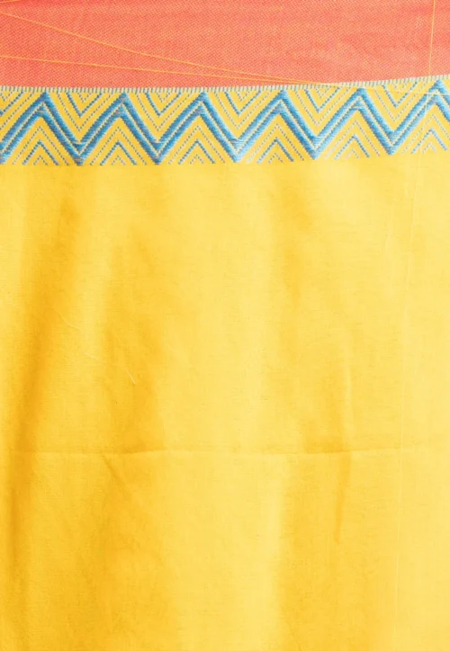 yellow handloom cotton saree with woven multicolor border 601a72c40e88a 1612346052