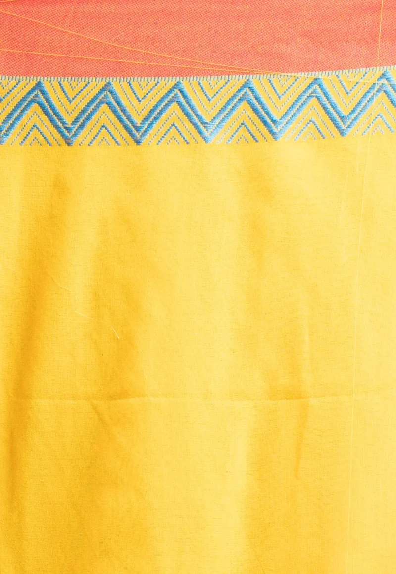 yellow handloom cotton saree with woven multicolor border 601a72c40e88a 1612346052