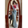 Misha Boutique Primium Quality Silver Colour Handloom Slub Cotton Saree With Blouse