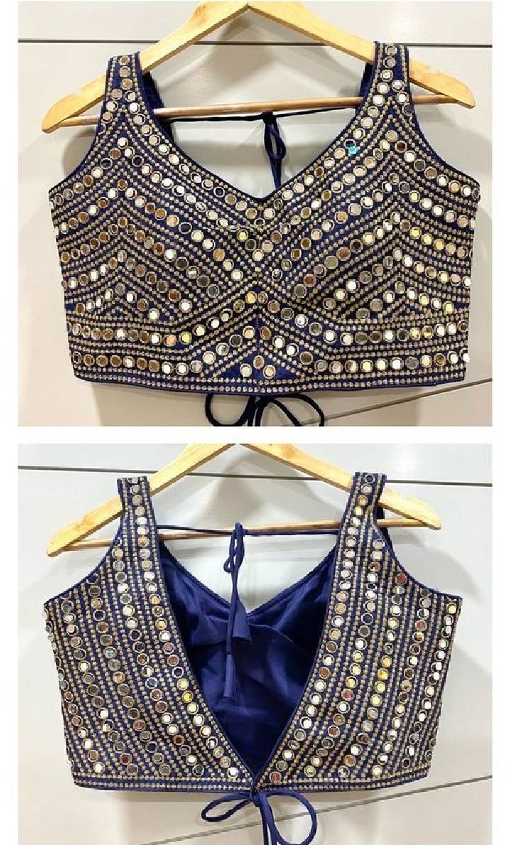 Buy Embroidery Stylish Blue Color Stitched Blouse