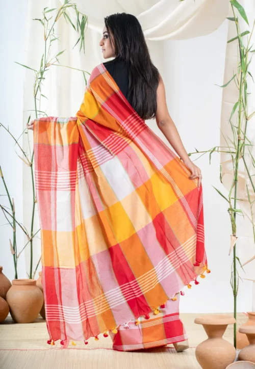 offwhite multicolor cotton checkerd saree 60e418412adb9 1625561153