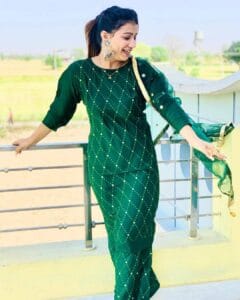 Deep Green Rayon Kurti Palazzo Set For Women