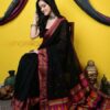 Premium Quality Black Hand Woven Saree With Beautiful Handwork Cotton Saree