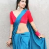 Premium Quality Stylish Sky Blue Plain Cotton Saree(Model Blouse not included)