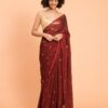 Premium Quality Maroon Sequence Cotton Saree