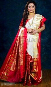 Premium Quality White and Red Kanjivaram Silk Saree