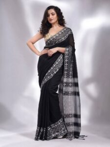 Premium Quality New Begumpuri Black Handloom Cotton Saree