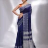 Premium Quality Blue Handloom Pure Cotton Saree With Handwoven Work