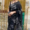 Premium Black Mulmul Cotton Saree