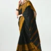 Black Mustard Border Cotton Saree