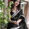 Premium Quality Traditional Black Color Begumpuri Handloom Cotton Sarees With Unstitched Blouse Piece