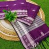 Premium Quality Traditional  Purple Color Begumpuri Handloom Cotton Sarees With Unstitched Blouse Piece