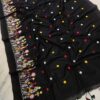 Premium Quality Black Color Handloom Handwoven Cotton Sarees With Floral Border