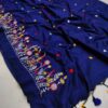 Premium Quality Nevy Blue Color Handloom Handwoven Cotton Sarees With Floral Border